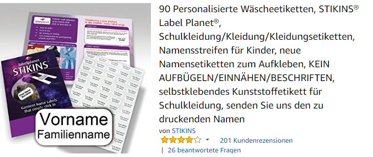 Namensschilder für Kleidung & Sachen für Kita & Kindergarten