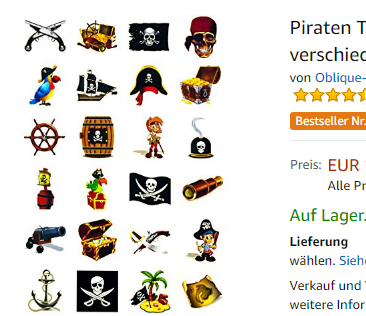 Piraten Tattoo Set 24 Kindertattoos