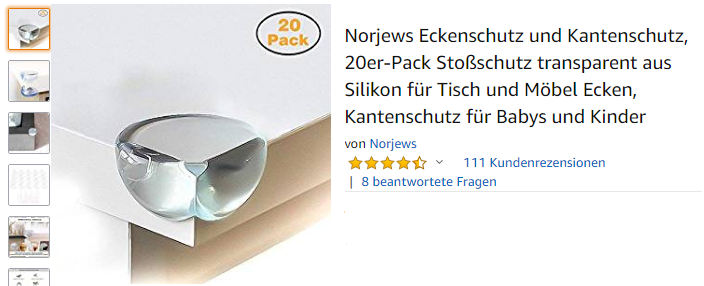 Amazon Angebot - Norjews Eckenschutz und Kantenschutz, 20er-Pack Stoßschutz
