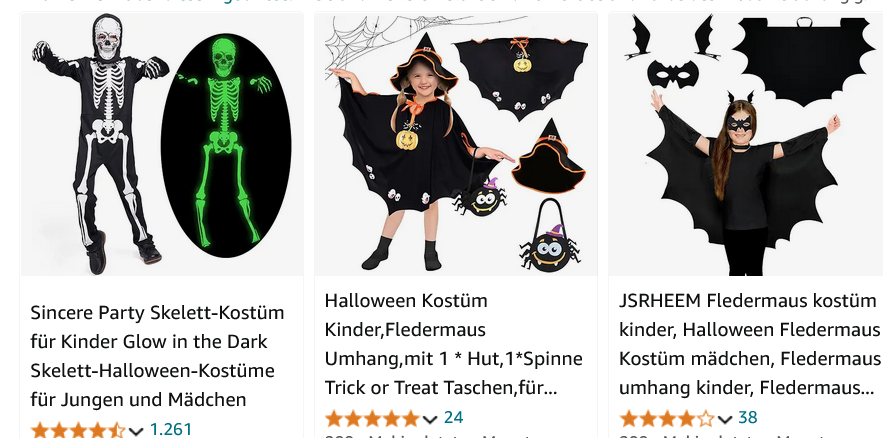 Halloween-Verkleidung billig : Amazon.de-Screenshot